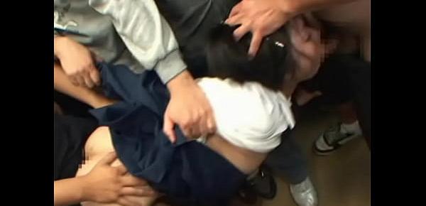  Japanese schoolgirl fucked by train gang